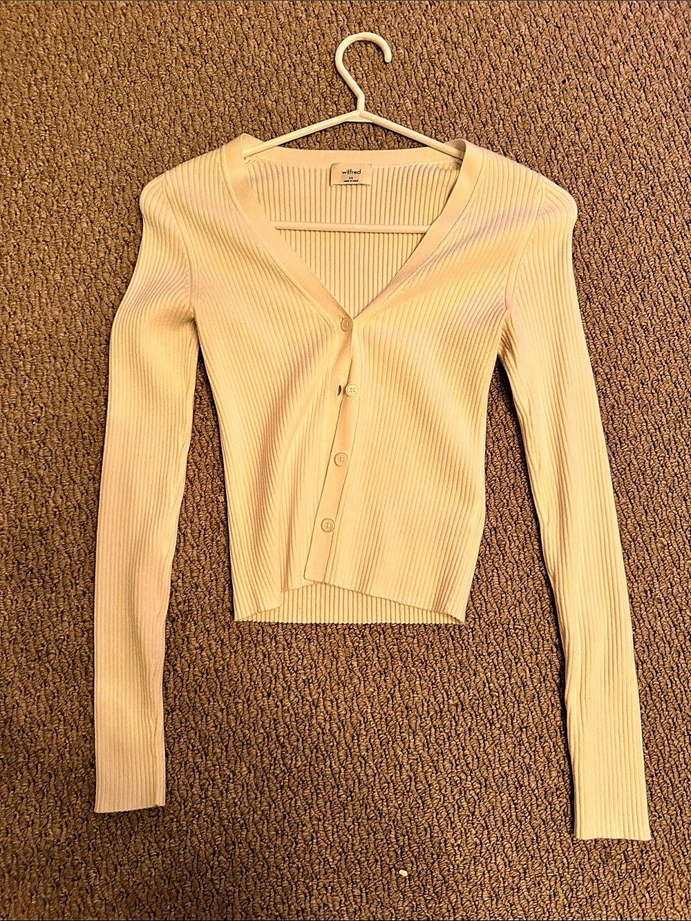 Wilfred Ribbed V-Neck Cardigan in white Size XS Like New